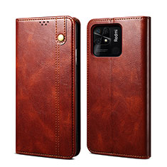 Funda de Cuero Cartera con Soporte Carcasa B01S para Xiaomi Redmi 10 India Marron