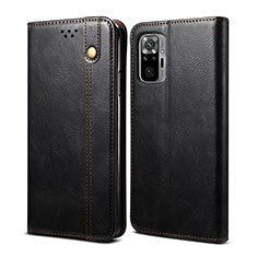 Funda de Cuero Cartera con Soporte Carcasa B01S para Xiaomi Redmi Note 10 4G Negro