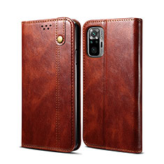 Funda de Cuero Cartera con Soporte Carcasa B01S para Xiaomi Redmi Note 10 Pro 4G Marron