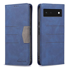 Funda de Cuero Cartera con Soporte Carcasa B02F para Google Pixel 6 5G Azul