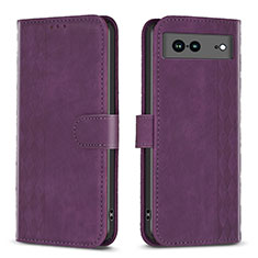 Funda de Cuero Cartera con Soporte Carcasa B02F para Google Pixel 7a 5G Morado