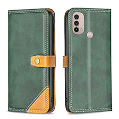 Funda de Cuero Cartera con Soporte Carcasa B02F para Motorola Moto E20 Verde