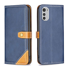 Funda de Cuero Cartera con Soporte Carcasa B02F para Motorola Moto E32 Azul