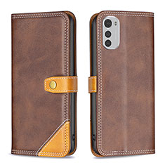 Funda de Cuero Cartera con Soporte Carcasa B02F para Motorola Moto E32s Marron