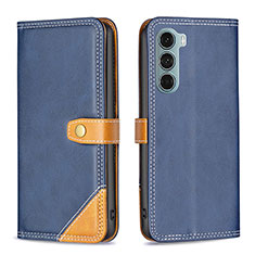 Funda de Cuero Cartera con Soporte Carcasa B02F para Motorola Moto Edge S30 5G Azul