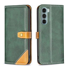 Funda de Cuero Cartera con Soporte Carcasa B02F para Motorola Moto Edge S30 5G Verde