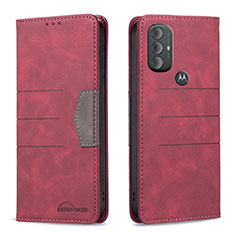 Funda de Cuero Cartera con Soporte Carcasa B02F para Motorola Moto G Play (2023) Rojo