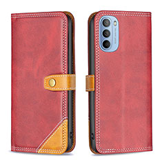 Funda de Cuero Cartera con Soporte Carcasa B02F para Motorola Moto G41 Rojo