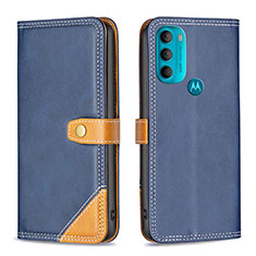 Funda de Cuero Cartera con Soporte Carcasa B02F para Motorola Moto G71 5G Azul