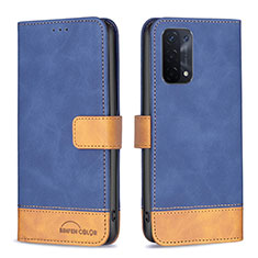 Funda de Cuero Cartera con Soporte Carcasa B02F para Oppo A54 5G Azul