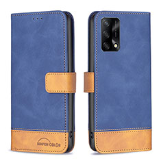 Funda de Cuero Cartera con Soporte Carcasa B02F para Oppo A74 4G Azul