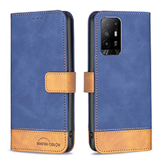 Funda de Cuero Cartera con Soporte Carcasa B02F para Oppo A95 5G Azul