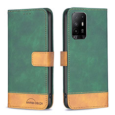 Funda de Cuero Cartera con Soporte Carcasa B02F para Oppo A95 5G Verde