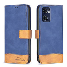 Funda de Cuero Cartera con Soporte Carcasa B02F para Oppo Reno7 5G Azul