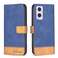 Funda de Cuero Cartera con Soporte Carcasa B02F para Oppo Reno7 Z 5G Azul