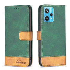 Funda de Cuero Cartera con Soporte Carcasa B02F para Realme 9 4G Verde