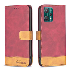 Funda de Cuero Cartera con Soporte Carcasa B02F para Realme 9 5G Rojo