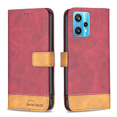 Funda de Cuero Cartera con Soporte Carcasa B02F para Realme 9 Pro+ Plus 5G Rojo