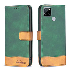 Funda de Cuero Cartera con Soporte Carcasa B02F para Realme C12 Verde