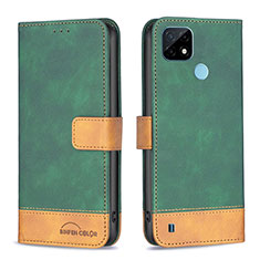 Funda de Cuero Cartera con Soporte Carcasa B02F para Realme C21 Verde