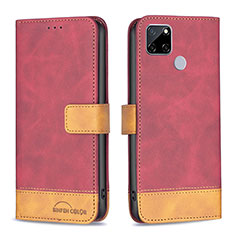 Funda de Cuero Cartera con Soporte Carcasa B02F para Realme C25S Rojo