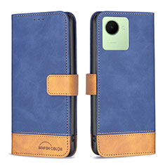 Funda de Cuero Cartera con Soporte Carcasa B02F para Realme C30 Azul