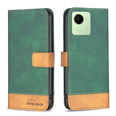 Funda de Cuero Cartera con Soporte Carcasa B02F para Realme C30 Verde