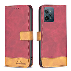 Funda de Cuero Cartera con Soporte Carcasa B02F para Realme C31 Rojo