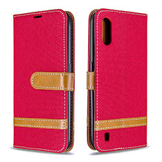 Funda de Cuero Cartera con Soporte Carcasa B02F para Samsung Galaxy A01 SM-A015 Rojo