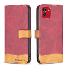 Funda de Cuero Cartera con Soporte Carcasa B02F para Samsung Galaxy A03 Rojo