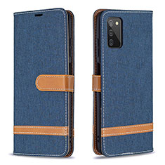 Funda de Cuero Cartera con Soporte Carcasa B02F para Samsung Galaxy M02s Azul Real