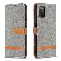 Funda de Cuero Cartera con Soporte Carcasa B02F para Samsung Galaxy M02s Gris