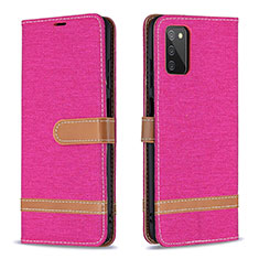 Funda de Cuero Cartera con Soporte Carcasa B02F para Samsung Galaxy M02s Rosa Roja