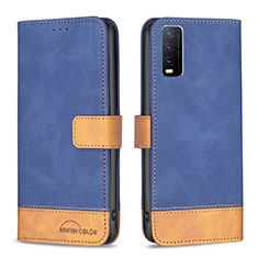 Funda de Cuero Cartera con Soporte Carcasa B02F para Vivo Y11s Azul