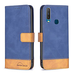 Funda de Cuero Cartera con Soporte Carcasa B02F para Vivo Y12 Azul