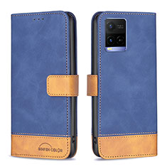 Funda de Cuero Cartera con Soporte Carcasa B02F para Vivo Y21a Azul