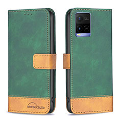 Funda de Cuero Cartera con Soporte Carcasa B02F para Vivo Y21a Verde