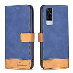 Funda de Cuero Cartera con Soporte Carcasa B02F para Vivo Y51A Azul