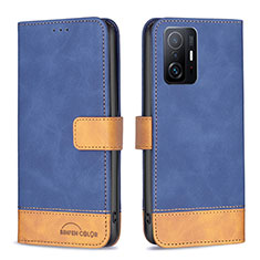 Funda de Cuero Cartera con Soporte Carcasa B02F para Xiaomi Mi 11T 5G Azul