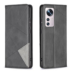 Funda de Cuero Cartera con Soporte Carcasa B02F para Xiaomi Mi 12 Pro 5G Negro