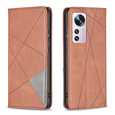 Funda de Cuero Cartera con Soporte Carcasa B02F para Xiaomi Mi 12S Pro 5G Marron