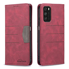 Funda de Cuero Cartera con Soporte Carcasa B02F para Xiaomi Poco M3 Rojo