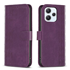 Funda de Cuero Cartera con Soporte Carcasa B02F para Xiaomi Redmi 12 4G Morado