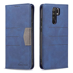 Funda de Cuero Cartera con Soporte Carcasa B02F para Xiaomi Redmi 9 Azul