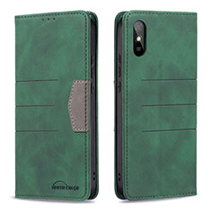 Funda de Cuero Cartera con Soporte Carcasa B02F para Xiaomi Redmi 9i Verde