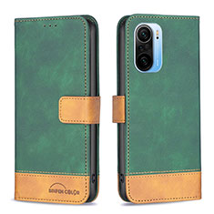 Funda de Cuero Cartera con Soporte Carcasa B02F para Xiaomi Redmi K40 5G Verde