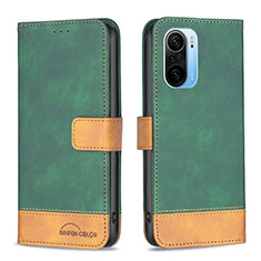 Funda de Cuero Cartera con Soporte Carcasa B02F para Xiaomi Redmi K40 Pro+ Plus 5G Verde