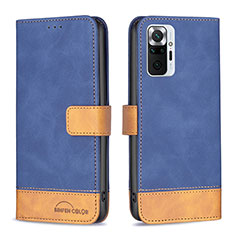 Funda de Cuero Cartera con Soporte Carcasa B02F para Xiaomi Redmi Note 10 Pro Max Azul