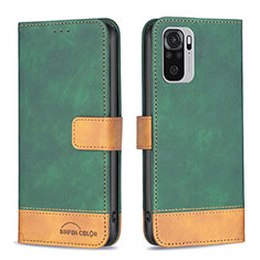 Funda de Cuero Cartera con Soporte Carcasa B02F para Xiaomi Redmi Note 10S 4G Verde