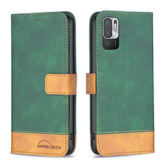 Funda de Cuero Cartera con Soporte Carcasa B02F para Xiaomi Redmi Note 10T 5G Verde